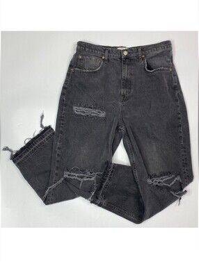 Free People / We The Free Black Distressed Cropped Jeans Size 31